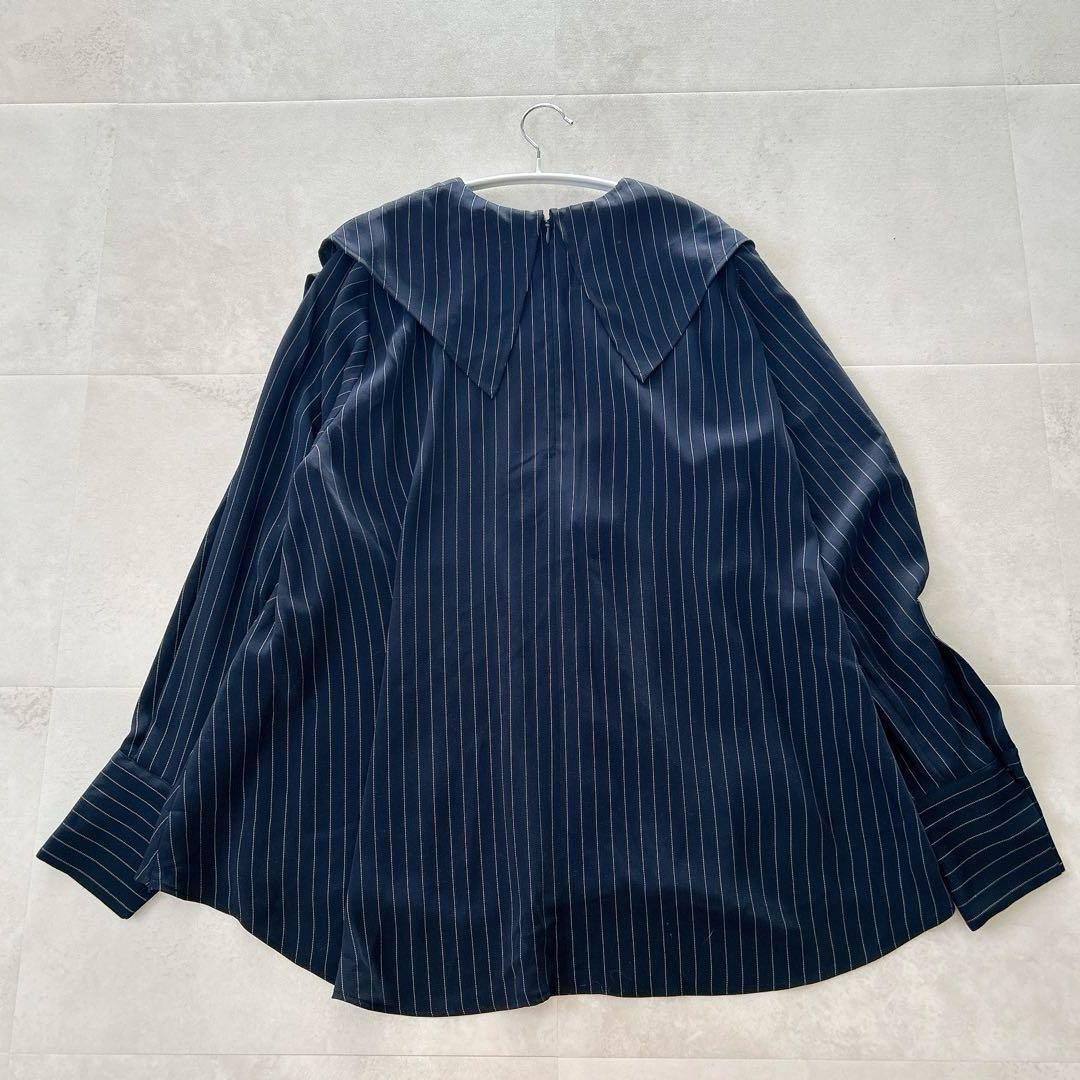 24SS✨美品　エンフォルド PE ピン ストライプ プリーツ シャツ ブラウス