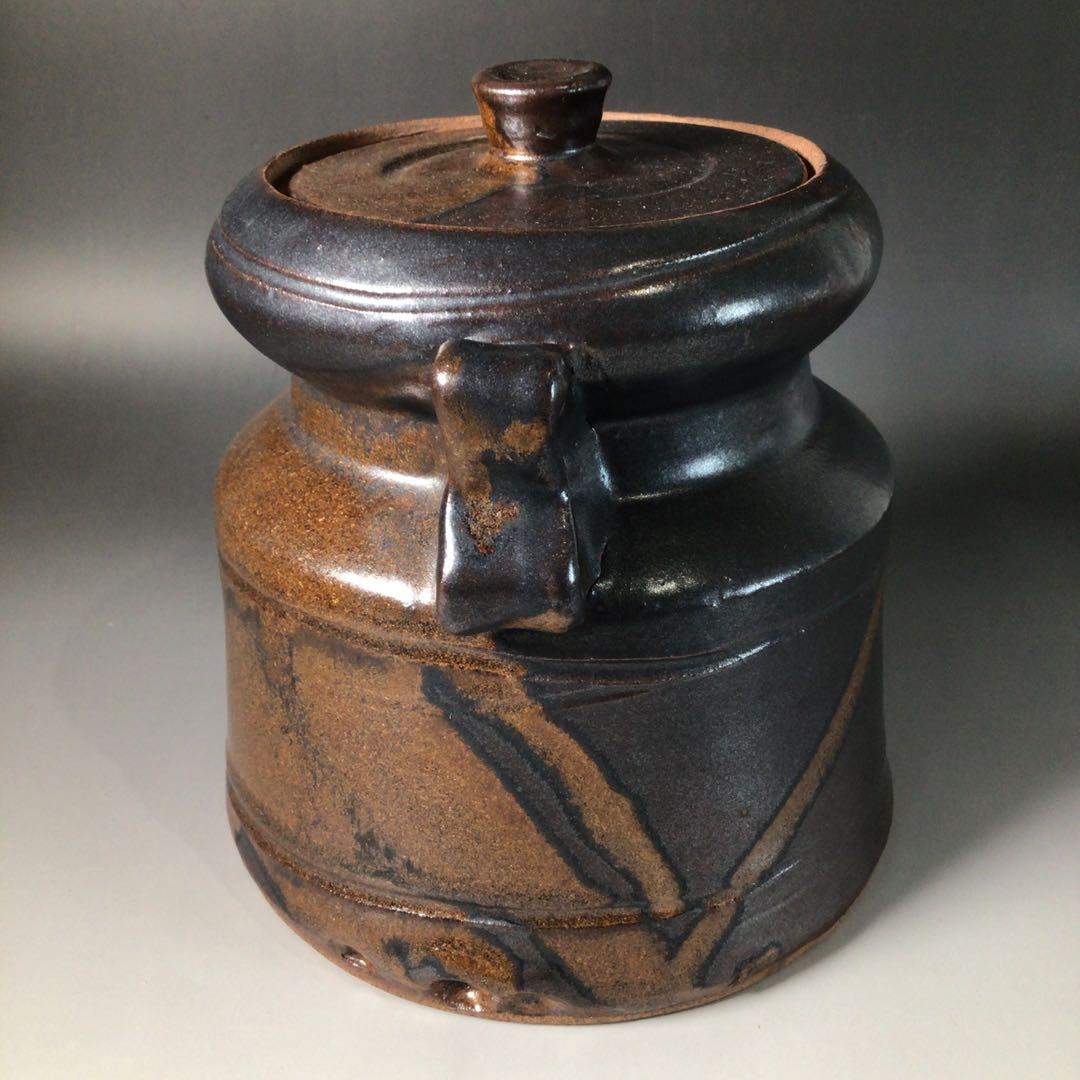 Ｓ９２　水指　『大谷焼』『元山窯造』『耳付水指』　共箱　茶道具