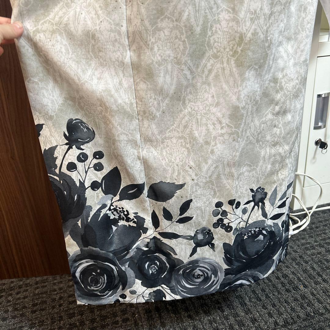 ゴフクヤサン　白黒花柄浴衣・帯セット