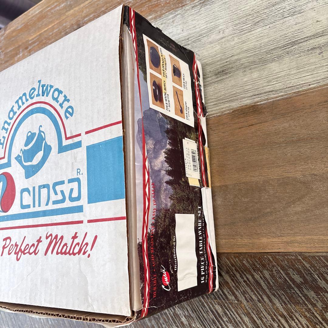 【未使用】CINSA エナメルウェア キャンプ食器セット 16点