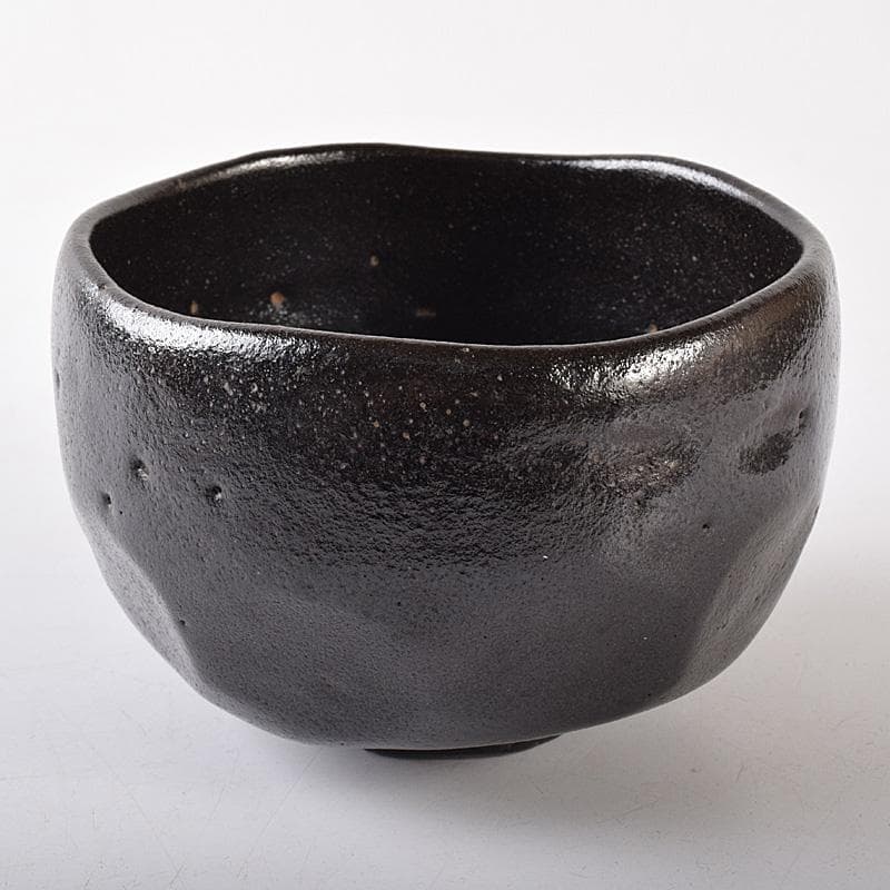 茶道具　楽吉左衛門　九代了入作　黒楽箆目茶碗　共箱　M　R8077