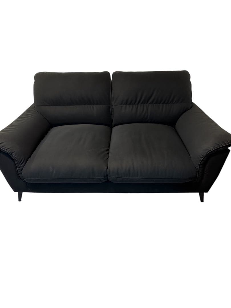 ニトリ　合成皮革　2人掛け　ソファ　ブラック　クリーナー付き