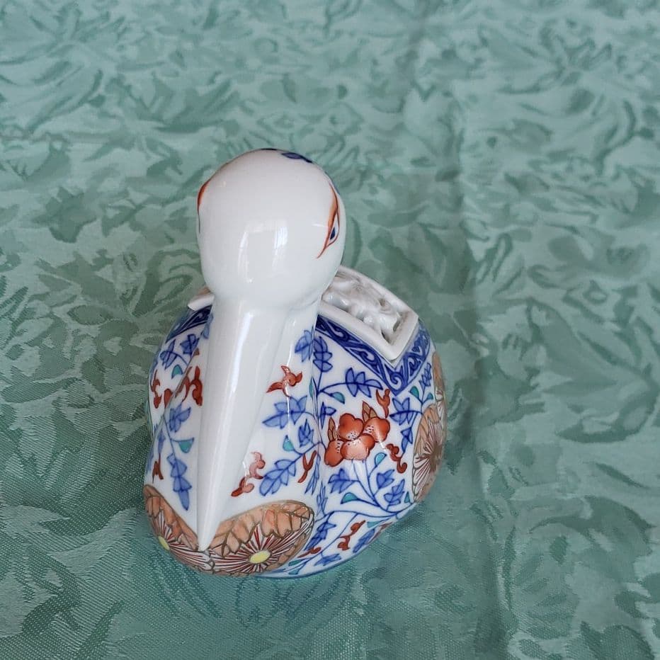 旧宮内省御用達　十四代辻常陸　コウノトリの香炉　有田焼