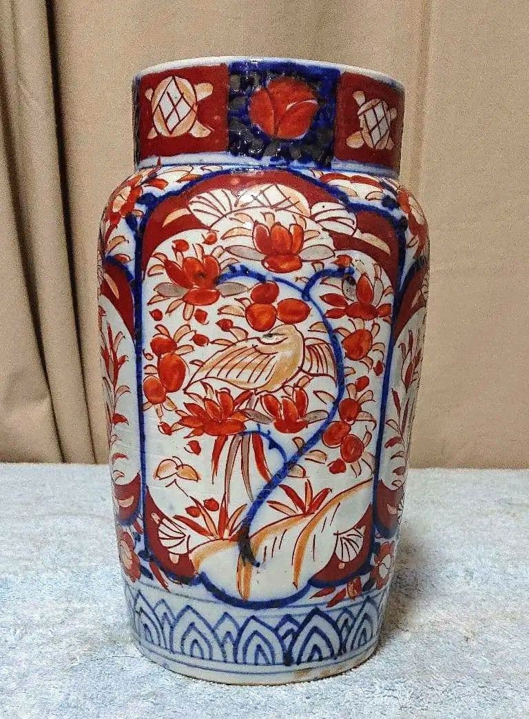 古伊万里赤絵花生 骨董