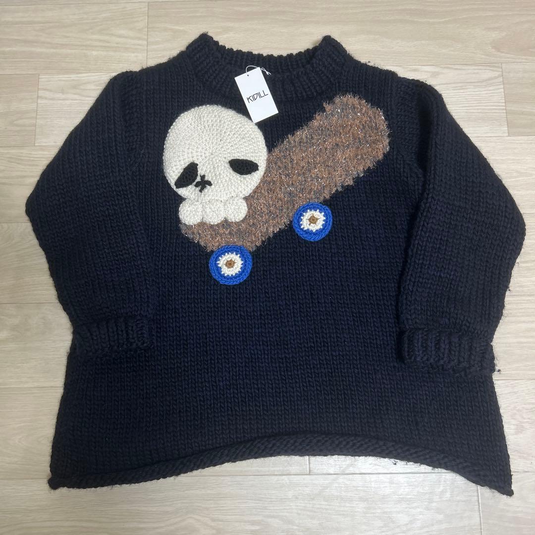 【KIDILL】スカルスケート　ニットセーター　ネイビー