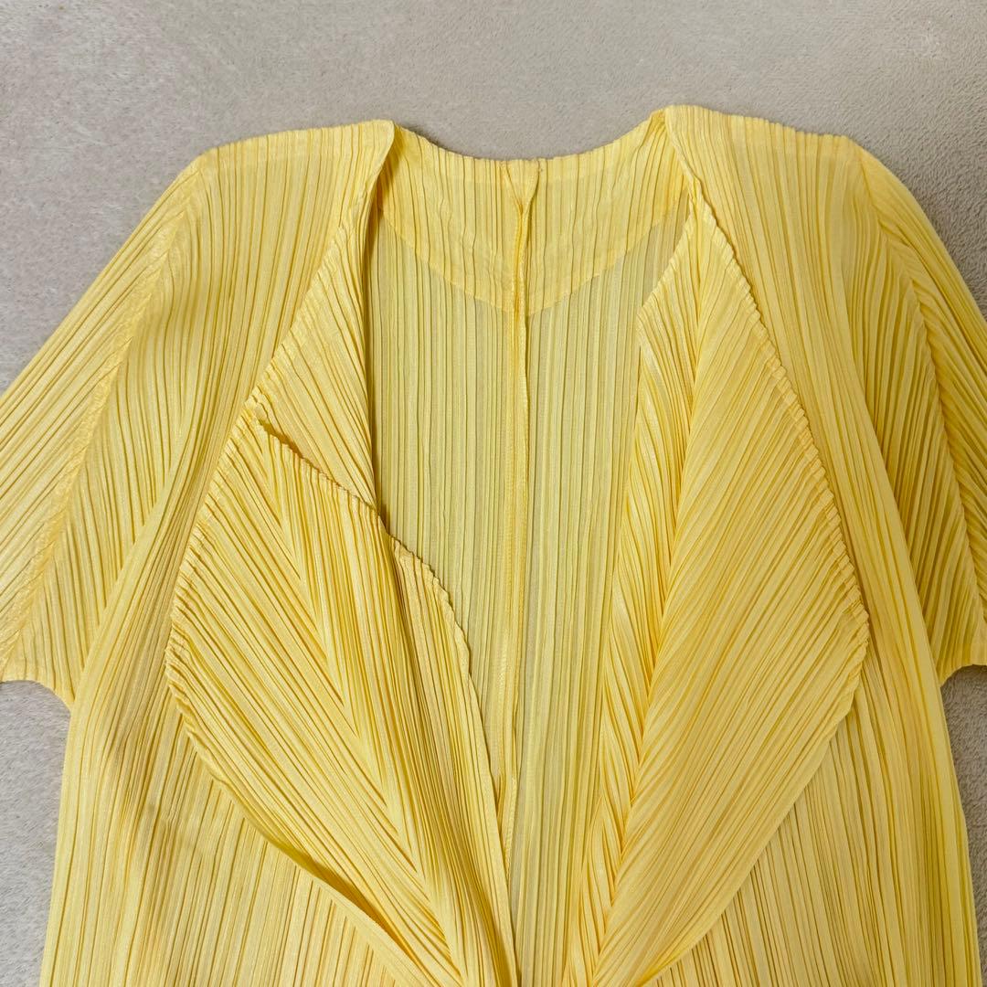 極美品✨PLEATS PLEASE ノーカラー　ベルト　イエロー　プリーツ