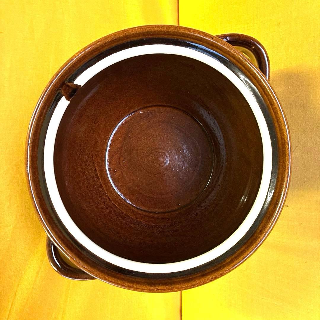 土鍋伊賀焼シチュー鍋アメ釉と菊唐草