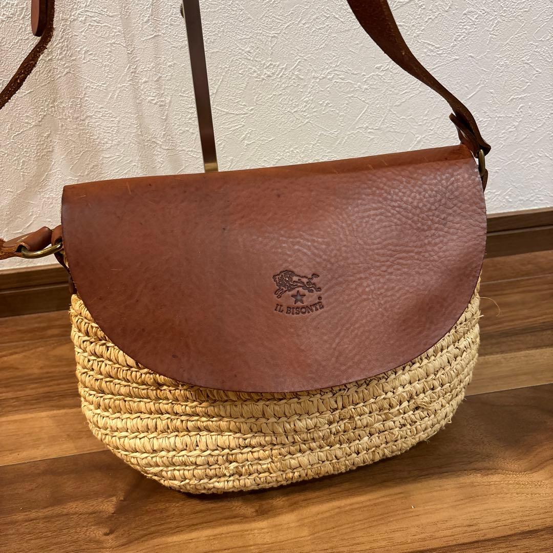 【極美品】IL BISONTE イルビゾンテ カゴ レザー ショルダーバッグ