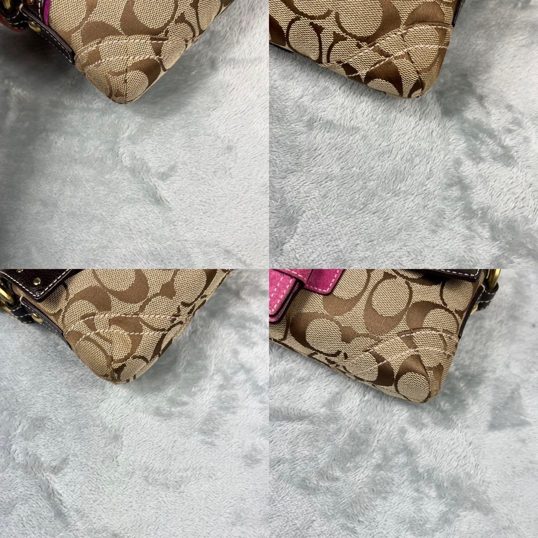 バッグ Coach Soho Pink Studs Singnature Bag