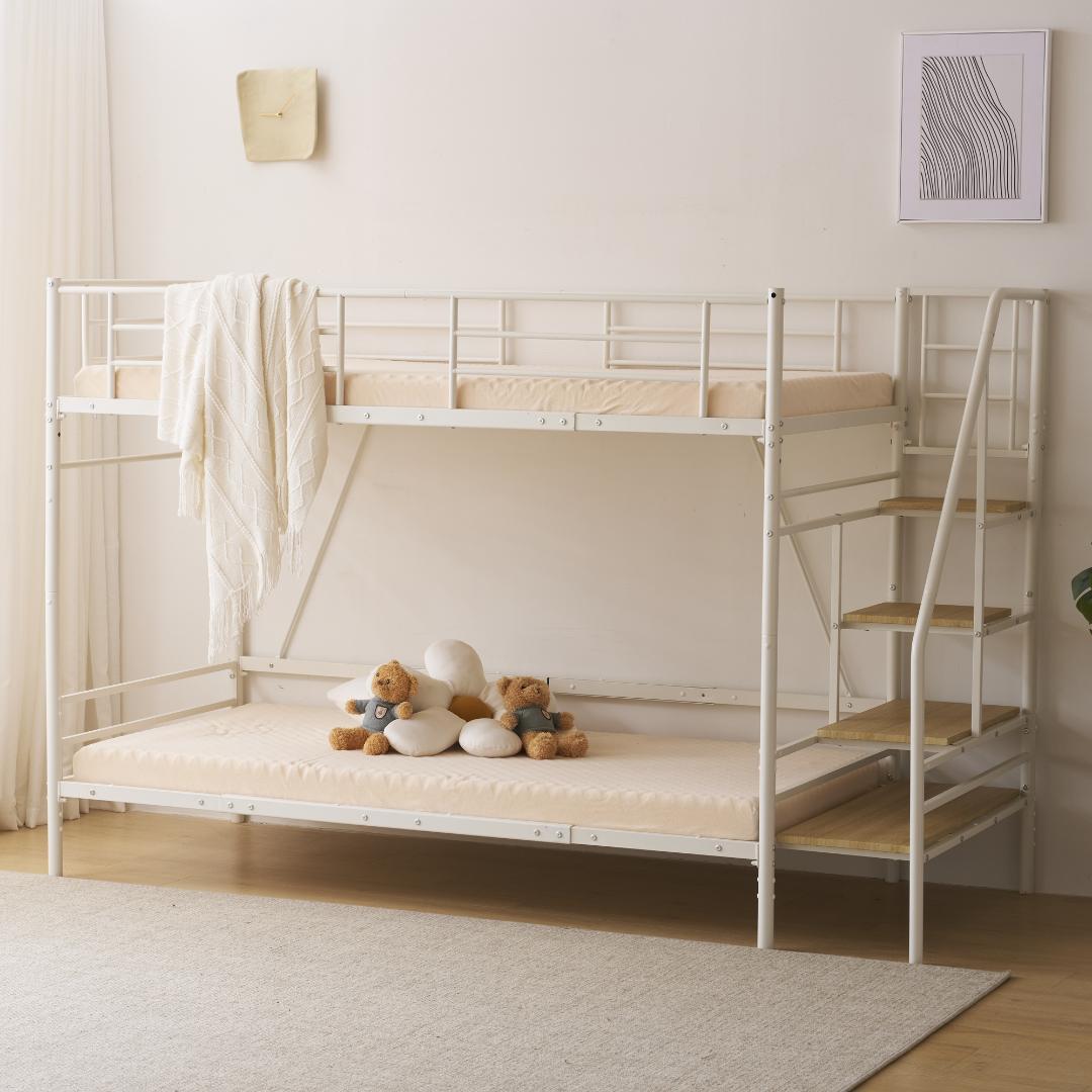 Sロフトベッド階段付きSパイプベッドシングル収納 スチール耐震【Sシングル】