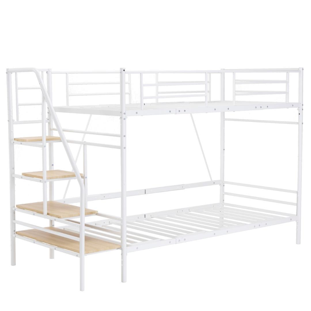 Sロフトベッド階段付きSパイプベッドシングル収納 スチール耐震【Sシングル】