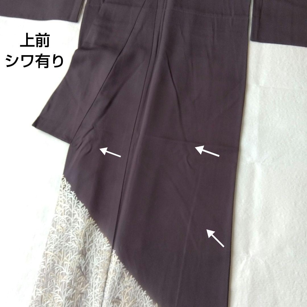 ◆美品◆樹氷 日本刺繍 訪問着 袷 灰茶色 正絹 結婚式 式典 パールトーン加工