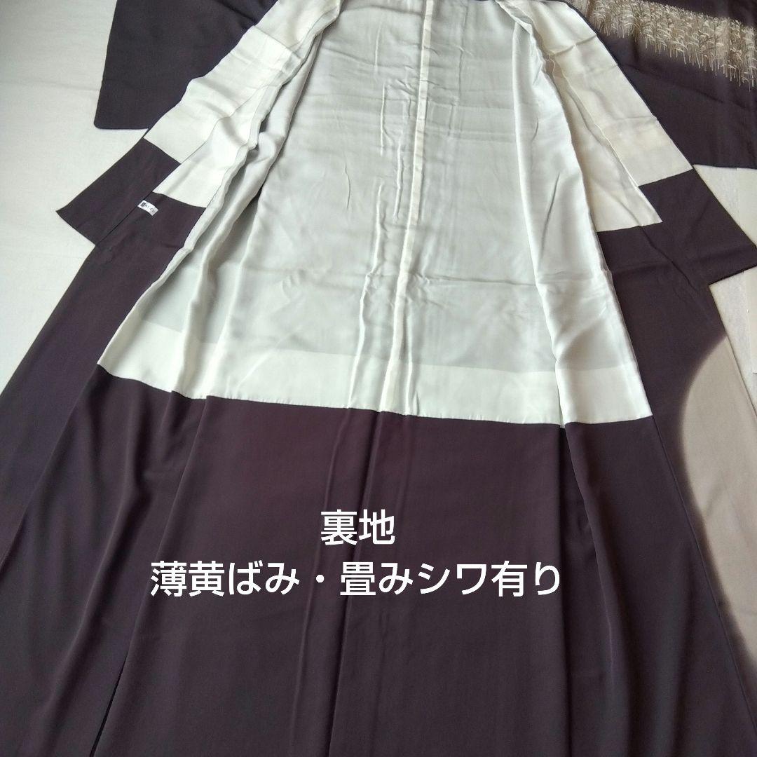 ◆美品◆樹氷 日本刺繍 訪問着 袷 灰茶色 正絹 結婚式 式典 パールトーン加工