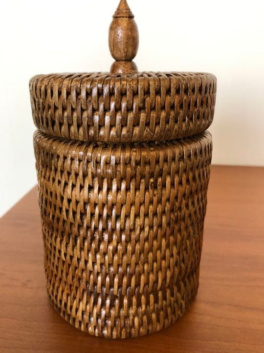 ラタン　ハンドメイド小物入れ　ペア　未使用