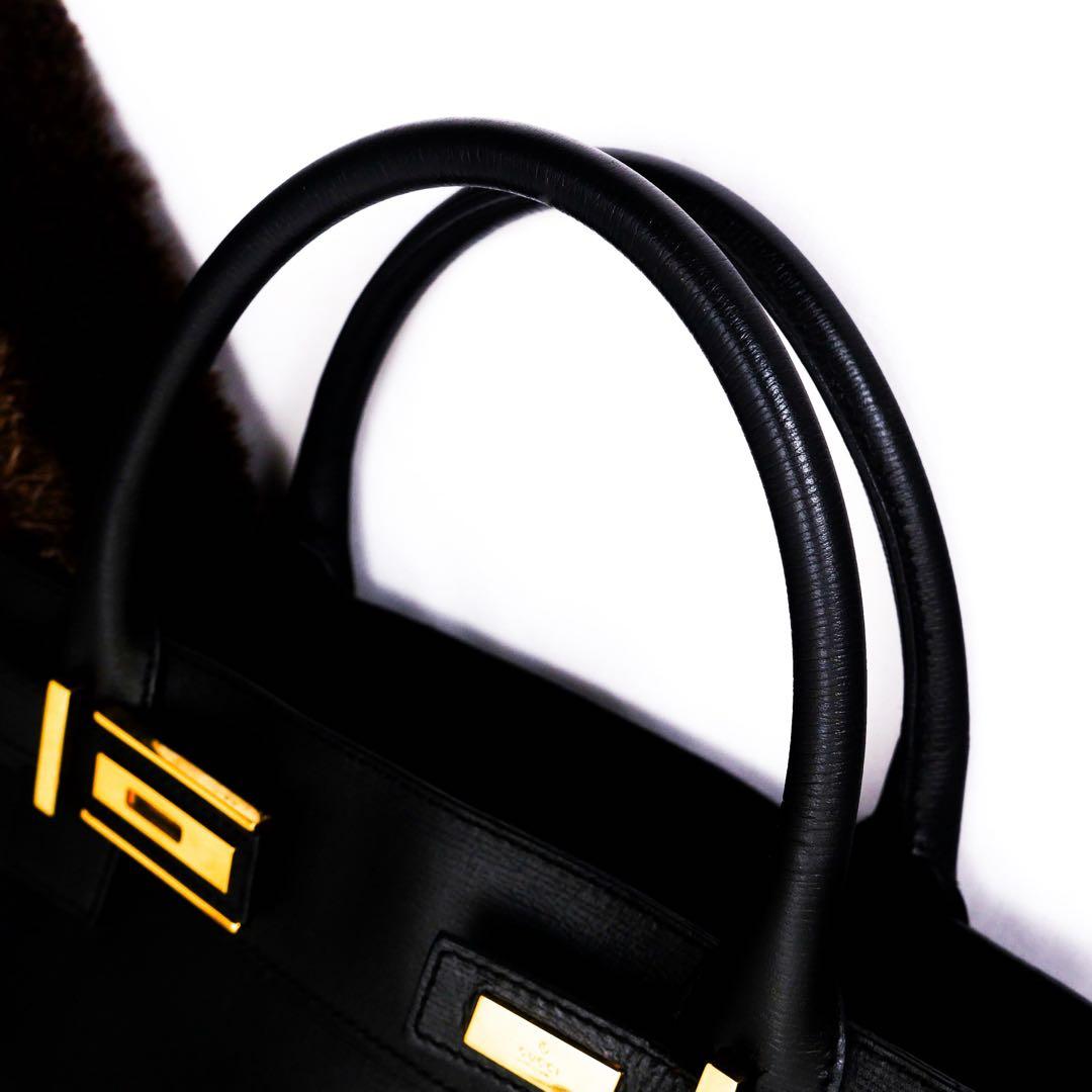 超美品　GUCCI グッチ　レザー　トートバッグ　バッグ　ビジネス　黒　袋付