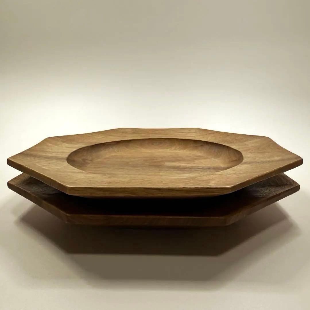【ユタカ】木製オクトゴナルプレート22cm 2枚セット