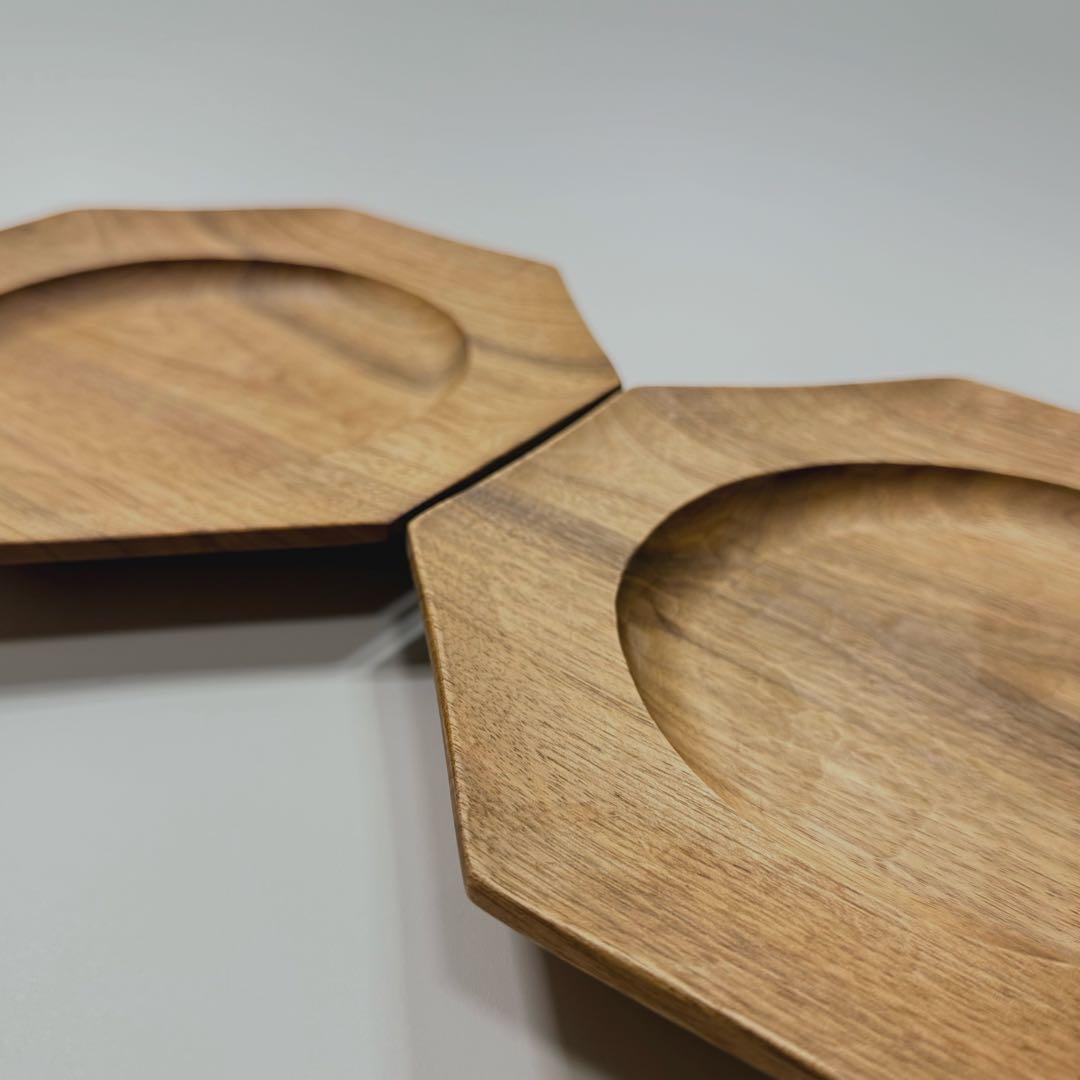 【ユタカ】木製オクトゴナルプレート22cm 2枚セット