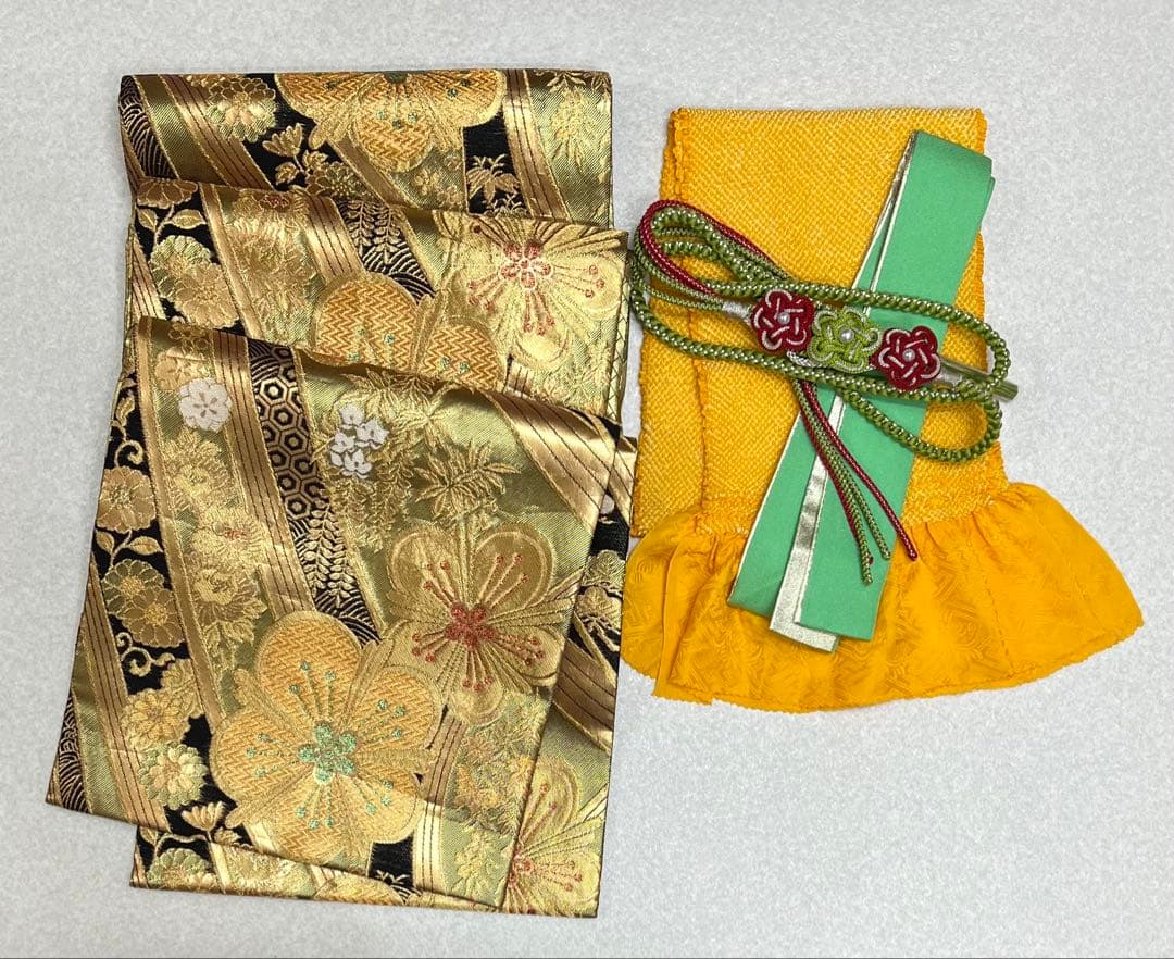 振り袖　フルセット　長襦袢付　成人式　グリーン　金彩加工　刺繍入り　744