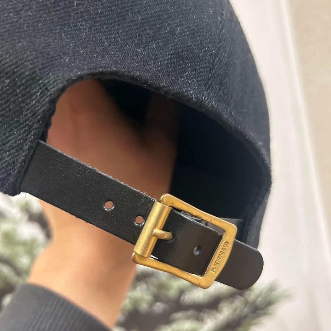 ブラック フラットヘッド ロゴ刺繍 日本製アメカジ帽子