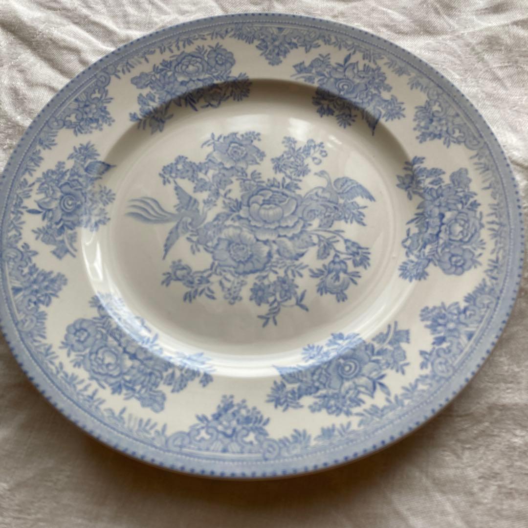 青い花柄の陶磁器皿 2枚セット　バーレイ　アジアンティックフェザンツ