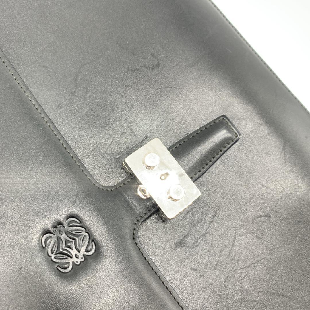 ロエベ ヴィンテージ アナグラム ビジネスバッグ ブリーフケース 本革 黒