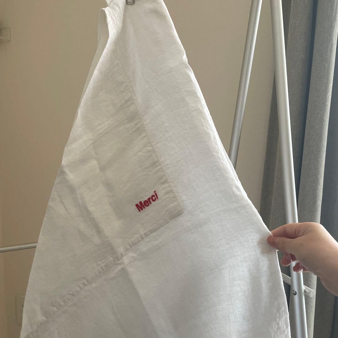 Merci 100%リネン エプロン ホワイト　新品未使用