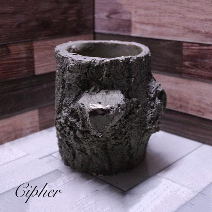 モルタル製　切株　植木鉢　植木鉢カバー　レトロ雑貨　SETO CRAFT　廃盤①