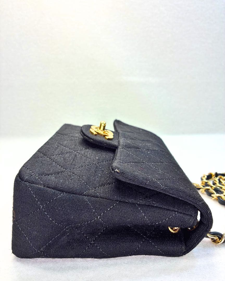 ヴィンテージCHANEL マトラッセ ミニ チェーンバッグ 黒 金具 フルセット