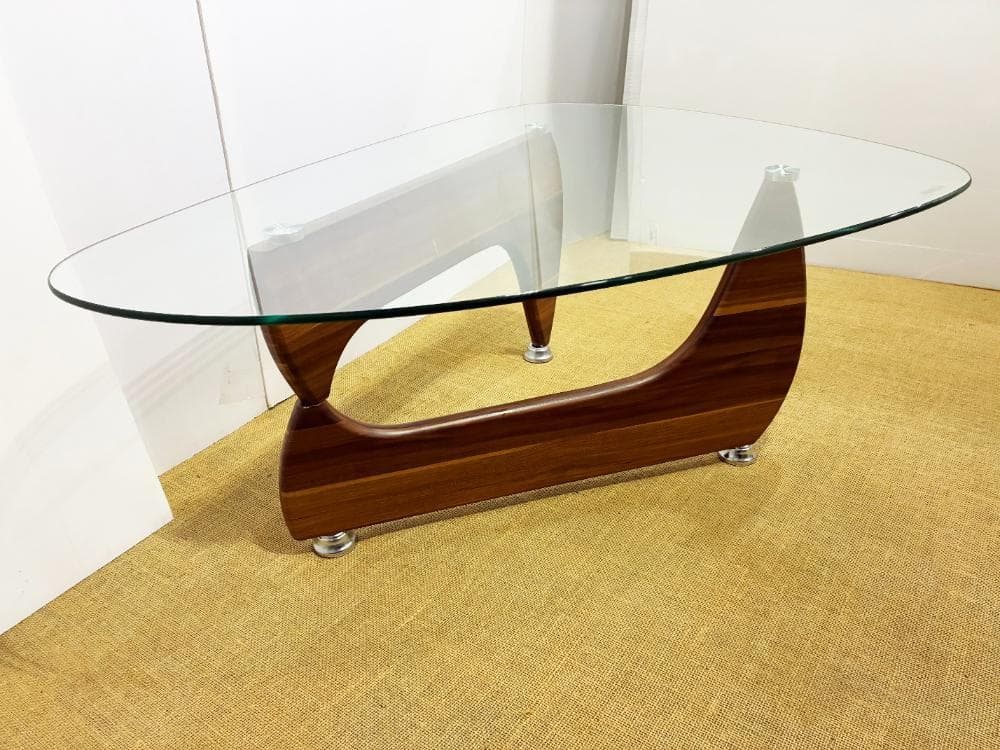 ★コーヒーテーブル ガラス天板 オニギリ型【コーヒーテーブル】FP09