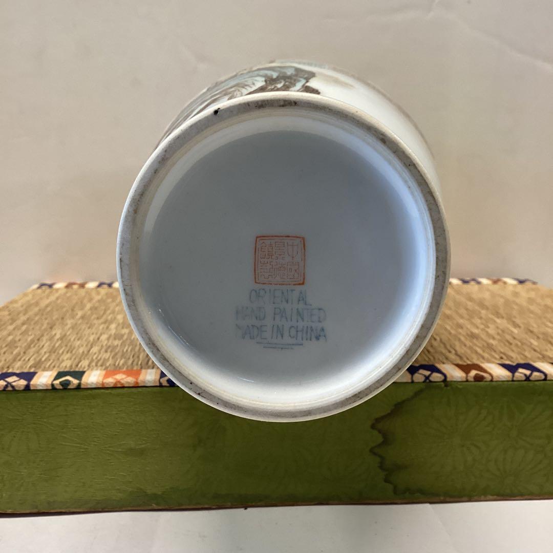 中国山水画 陶器 花瓶 2点セット