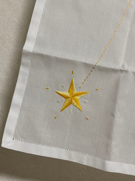 【新品未使用】HERMES ハンカチ コットン（星イエロー）