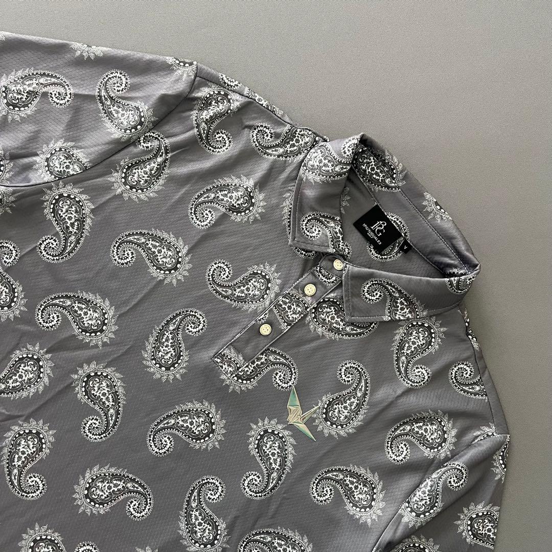 1piu1uguale3 GOLF ペイズリー 総柄　ポロシャツ　メンズ　L V