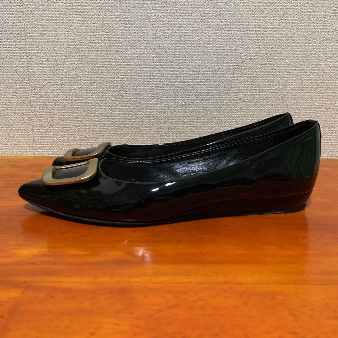 ファビオルスコーニ スクエアベルト エナメル フラットシューズ 25cm 39