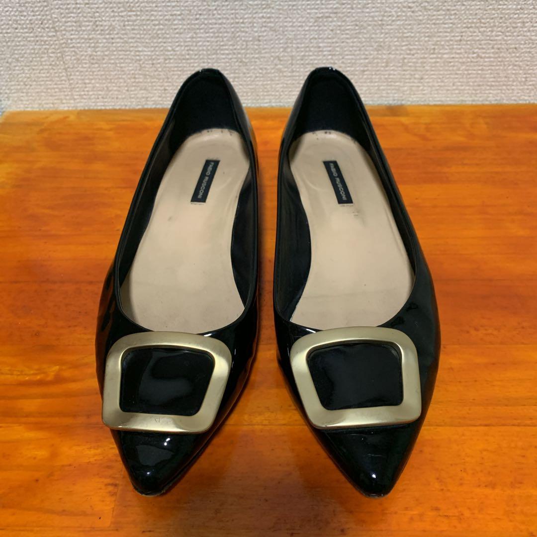 ファビオルスコーニ スクエアベルト エナメル フラットシューズ 25cm 39