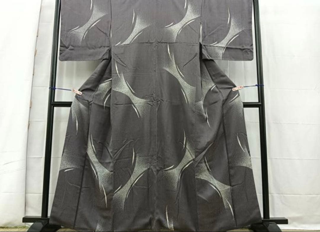 モデルサイズ小紋　霞文　たたき染め　正絹　六通柄袋帯　霞文　箔化省　引箔　丸洗い