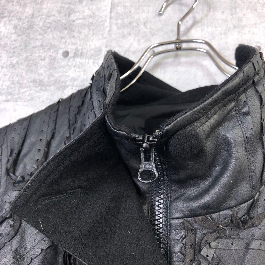 EIKO KONDO 花モチーフ フェイクレザー切替 ノースリーブワンピース