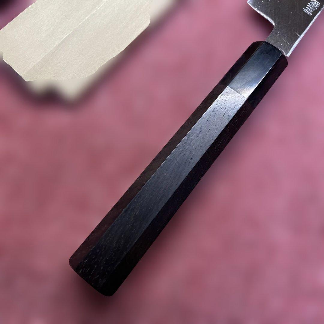 銀三　勘所切付柳刃包丁　300㎜ 尺0寸鞘付き