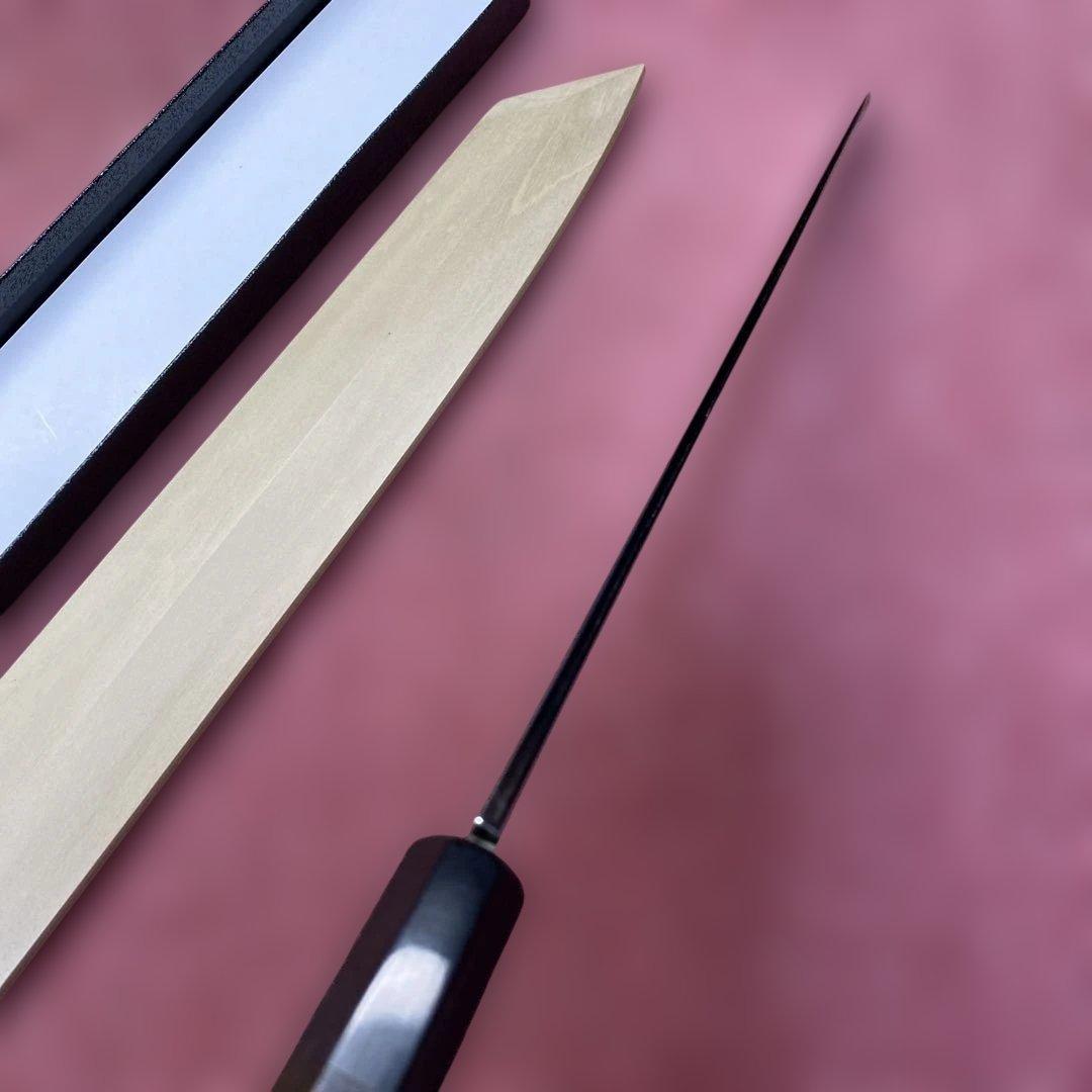 銀三　勘所切付柳刃包丁　300㎜ 尺0寸鞘付き