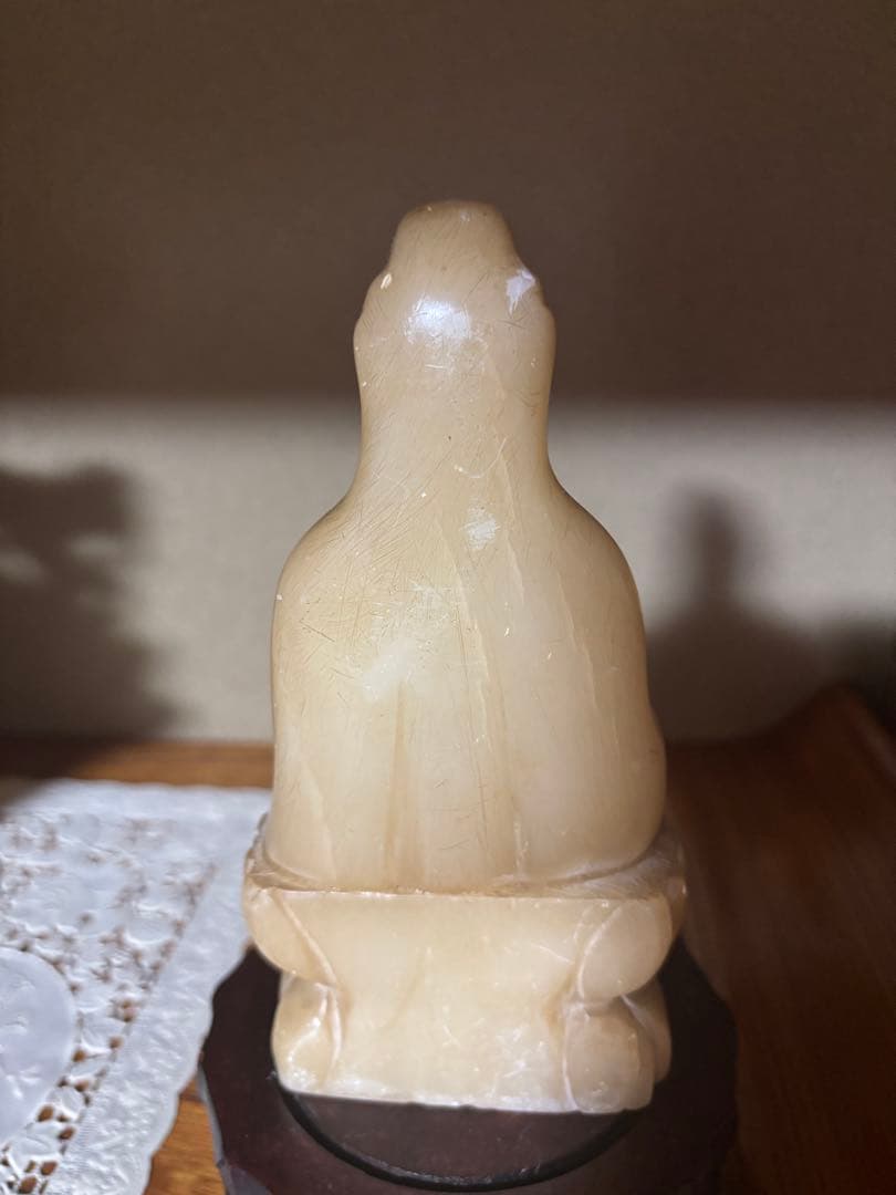 中国古美術品　黄砡　観音菩薩像 玉　約18cm