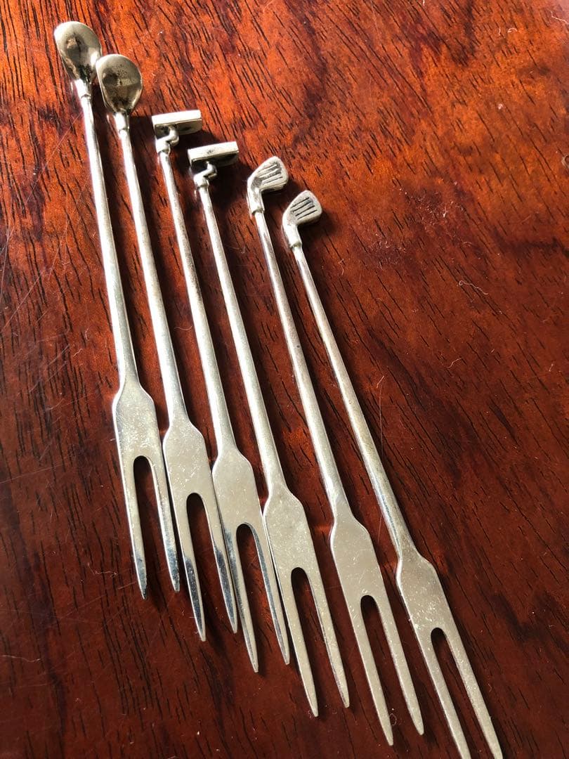 ゴルフモチーフ　シルバー製　フルーツフォークセット