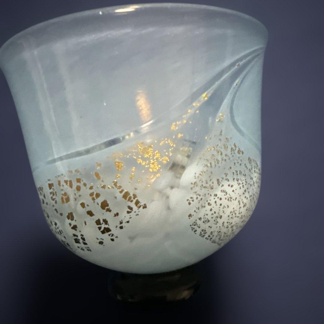 「ガラスのぐい呑み」宙吹ガラス作家　川原有造