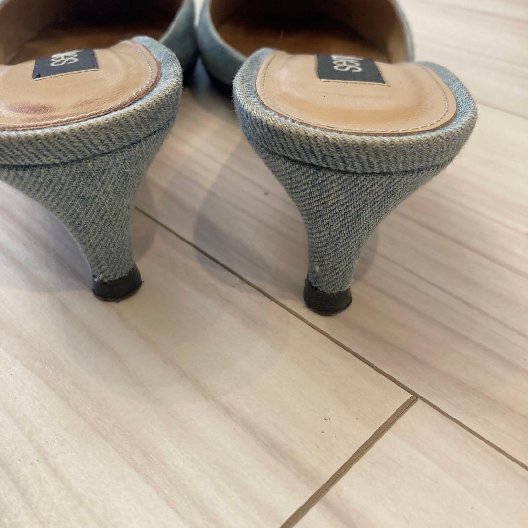 値下げです！sergio rossi SR1 デニム ポインテッドトゥ ミュール