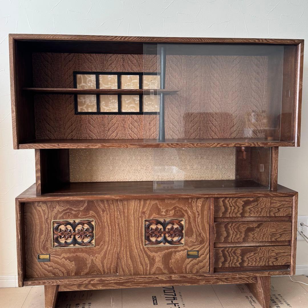 昭和レトロ　茶箪笥　和風引戸棚　食器棚