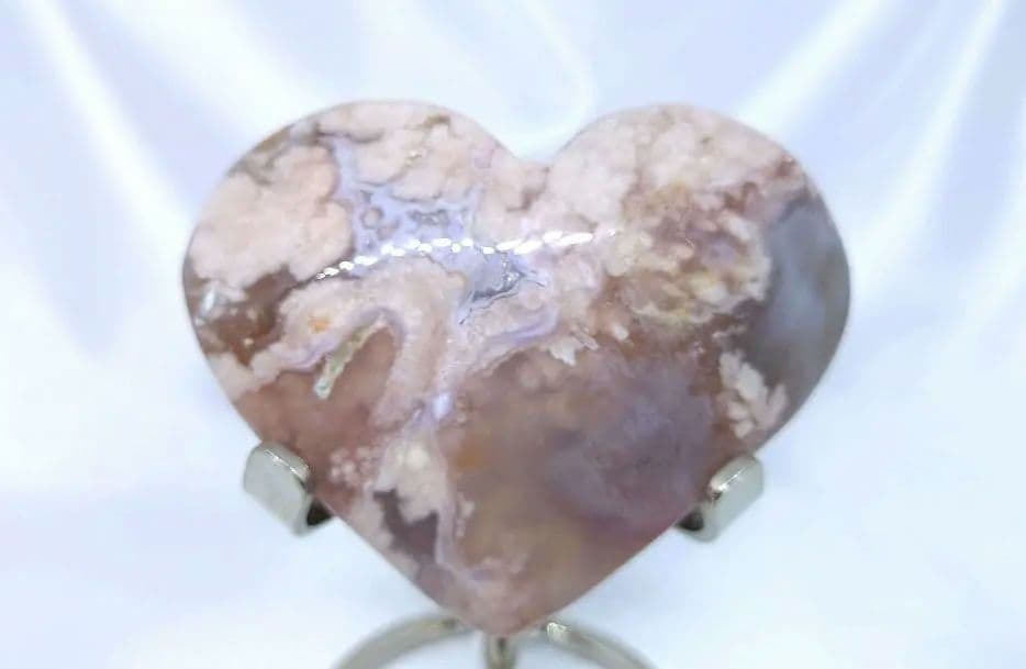 さくら瑪瑙　ハート　フラワーアゲート　ピンク　166g