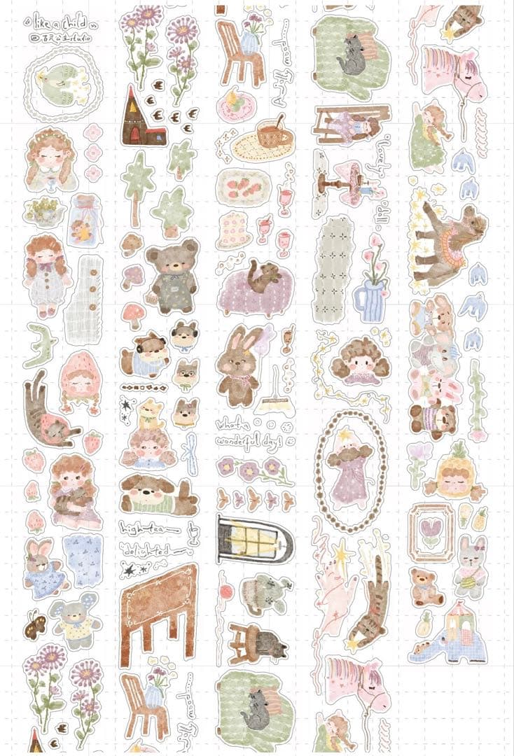 海外マスキングテープ巻売り child 人物マスキングテープ アニマル