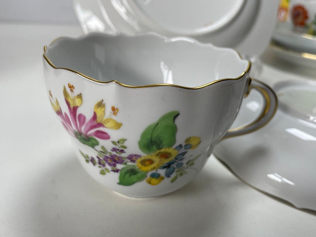 MEISSEN三つ花ベーシックフラワープレート＆カップ＆ソーサーセット70603