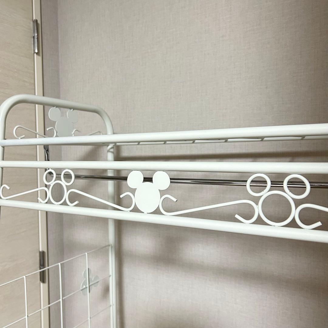 ベルメゾン　ディズニー　ミッキーモチーフ　ラック　フック付き　収納　ホワイト