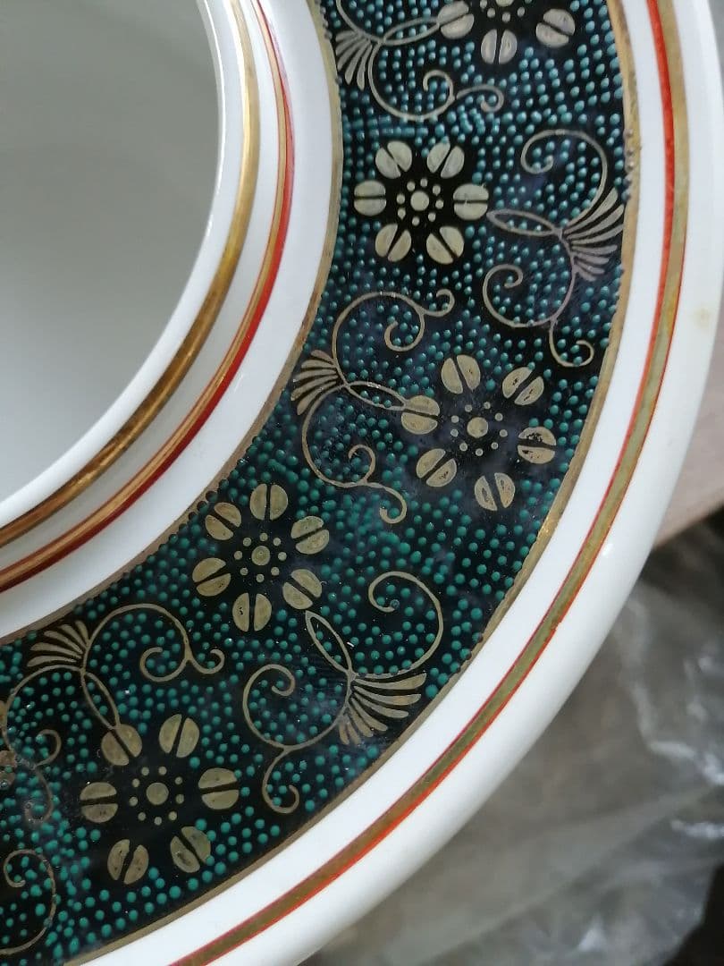 高級品‼️九谷焼　青粒鉄仙　7号灰皿