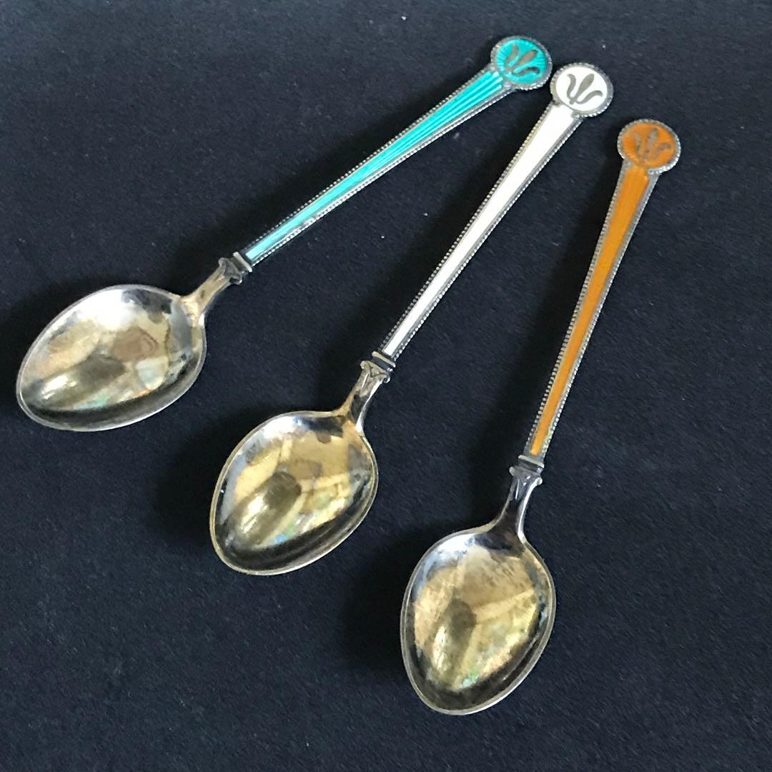 デヴィット アンデルセン カトラリー スプーン シルバー 純銀 ホワイト 七宝焼