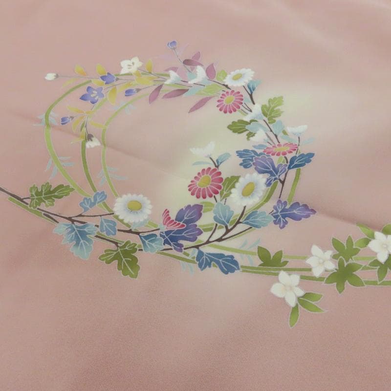 Club藤★付け下 十日町友禅 花輪紋様 お茶席着物 フォーマル (3344)